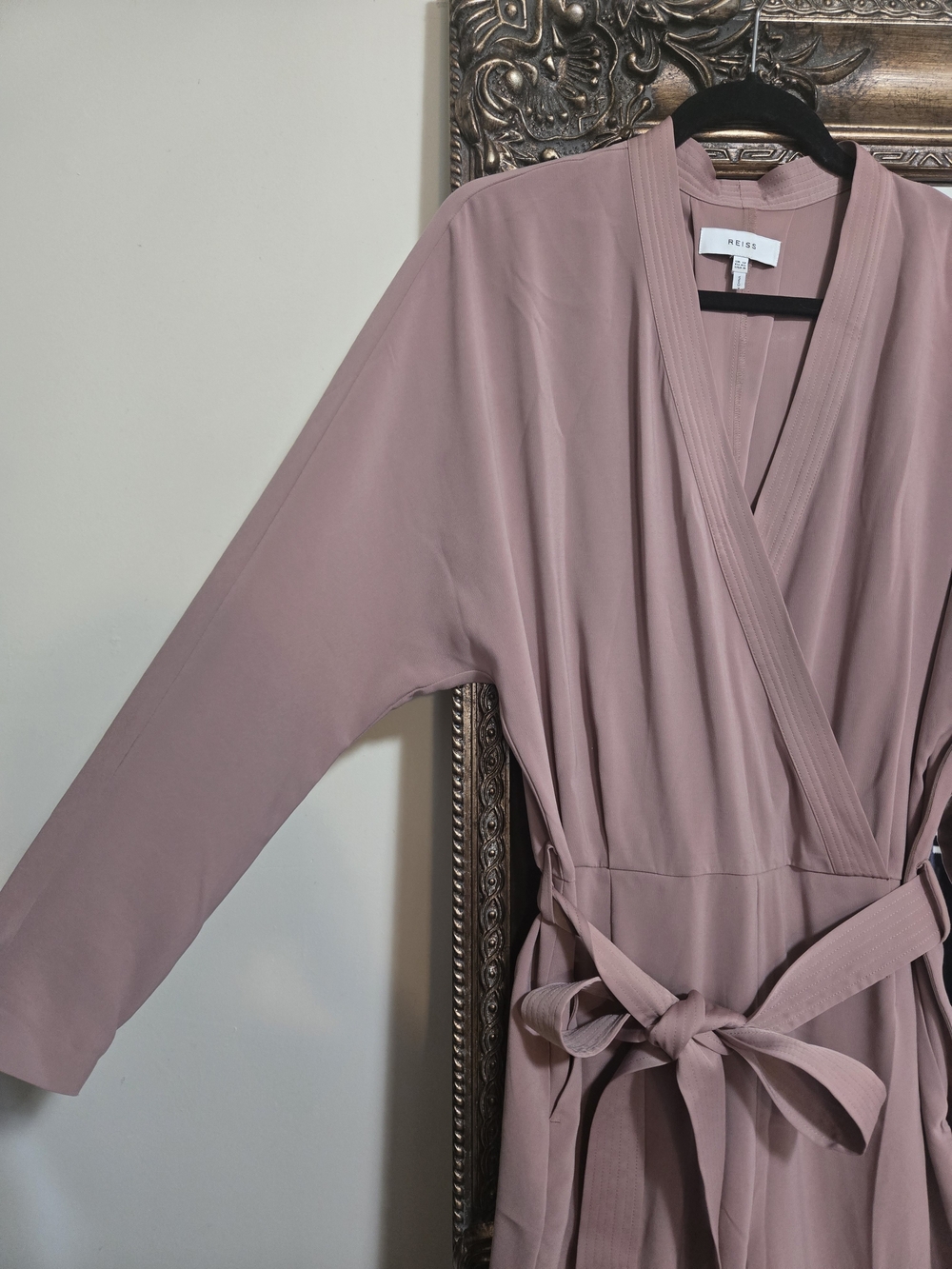 Reiss Dusty Pink Wrap Robe with Waist Tie